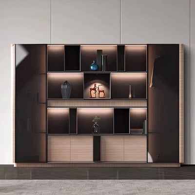 Fabrizio · Office Shelving Wall Unit w/ Integrated Lighting & Storage Cabinets