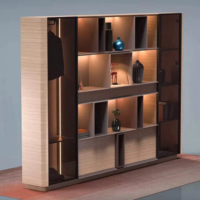 Fabrizio · Office Shelving Wall Unit w/ Integrated Lighting & Storage Cabinets