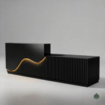 Faye · Front Reception Desk — Glossy Black, Right Configuration