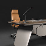Flynn walnut desktop corner with inset cable port