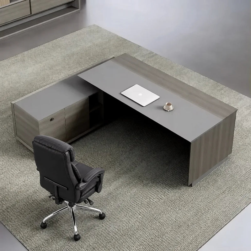 Frazer desk from above with computer on the gray top