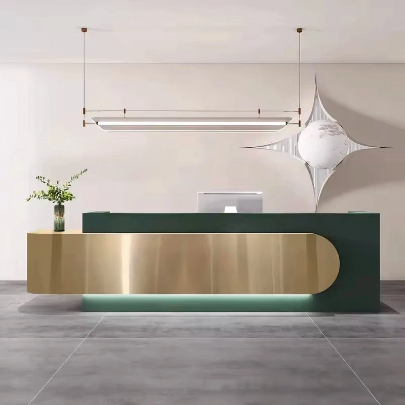 Escritorio de recepción rectangular verde Gaia de 55 a 126