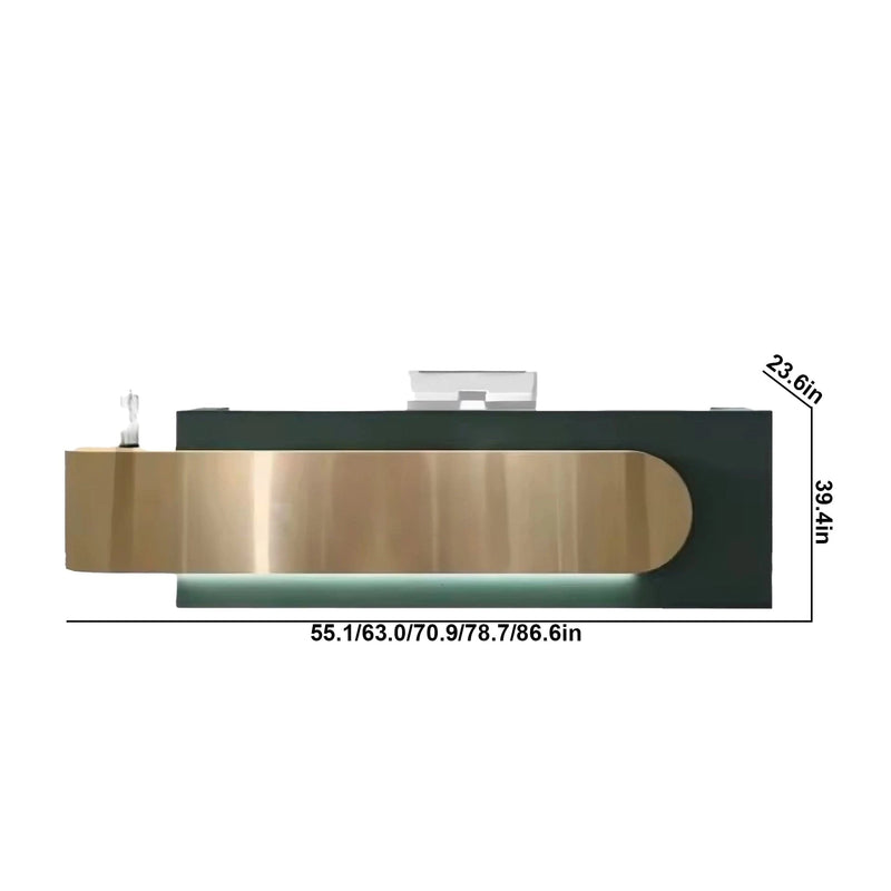 Escritorio de recepción rectangular verde Gaia de 55 a 126