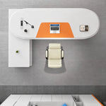 Gauss desk from directly above with orange chair