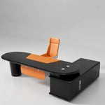 Gauss · L-Shaped Executive Desk — Glossy Black, Left Return