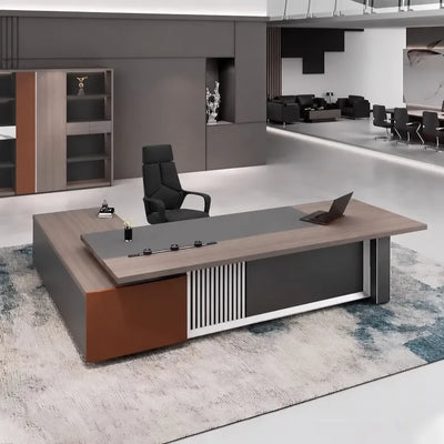 Gidley desk, 10′6″ width, right return, in a lawyer's suite setting