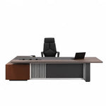 Gidley desk front elevation with cognac accents