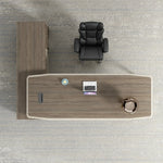 Grafton desk from above with side cabinet and black chair