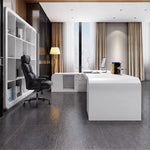 Halcyon desk with compact return cabinet by the window