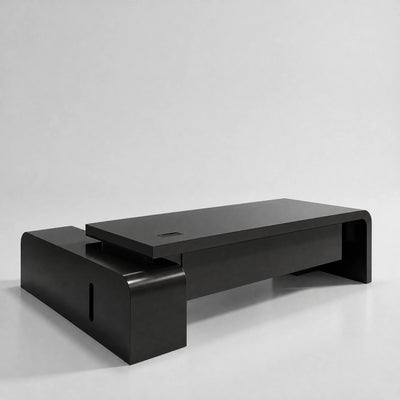 Halcyon · L-Shaped Executive Desk — Glossy Black