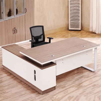 Halley desk, right return, floating on white