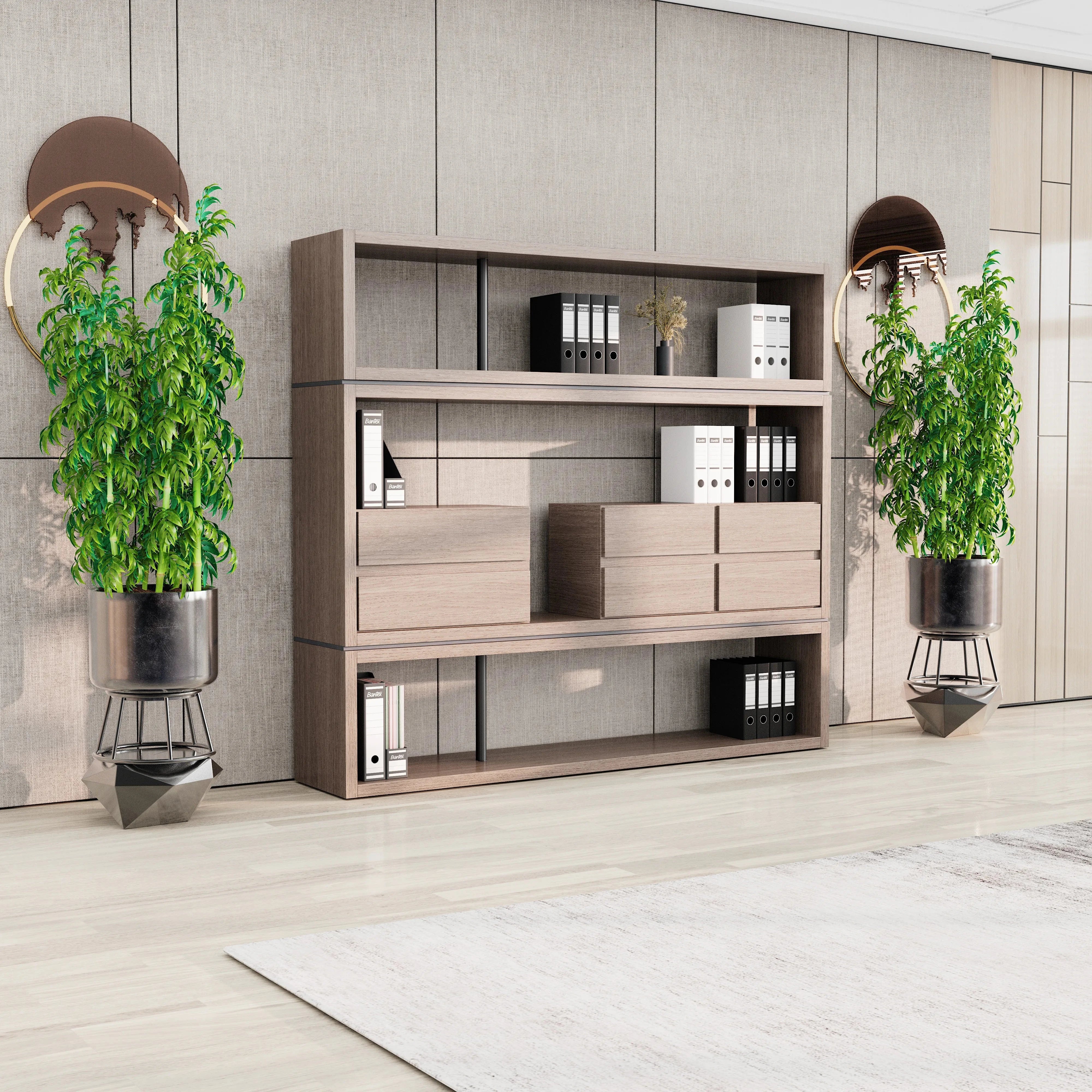 Hennessy · 79″W Open Display Office Shelves