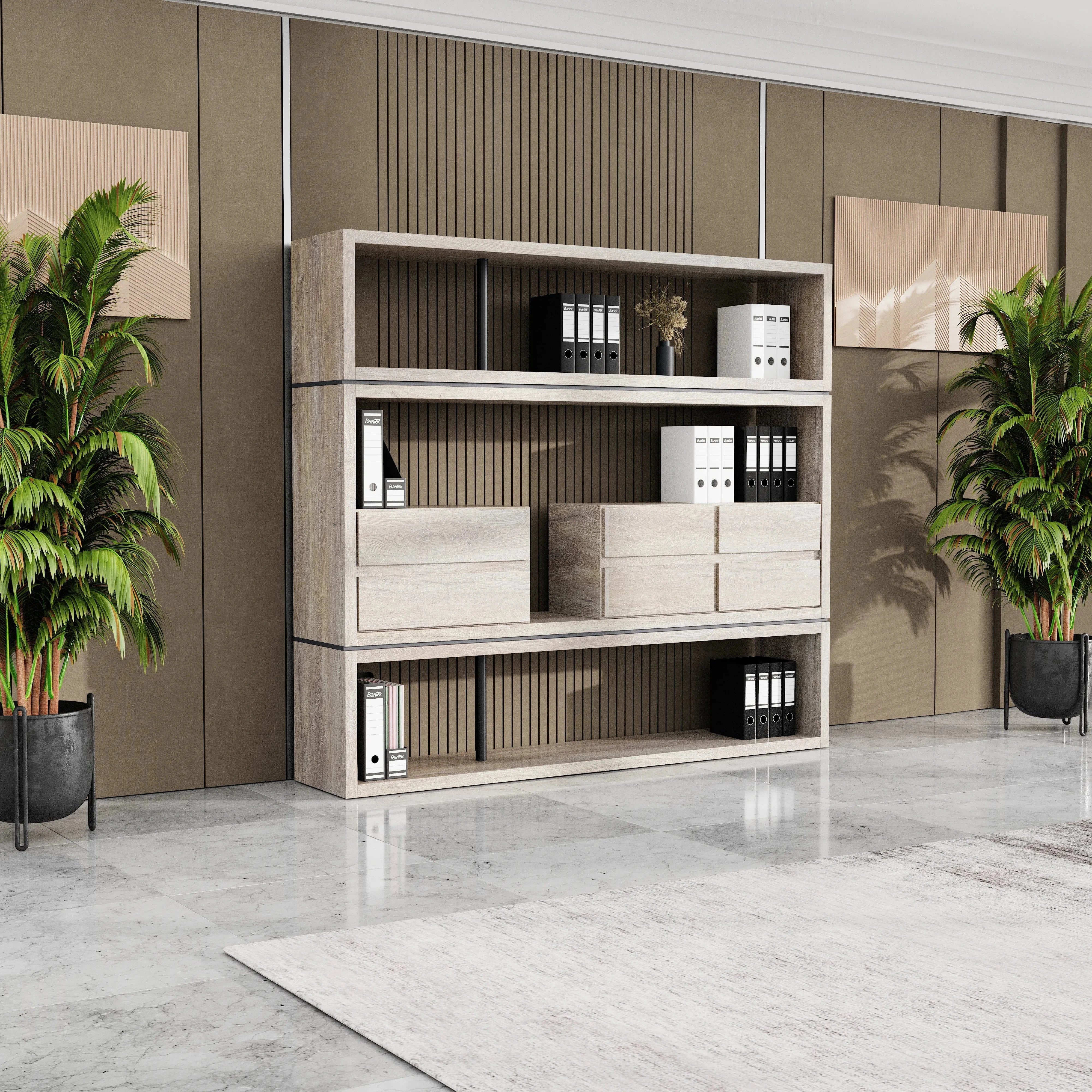 Hennessy · 79″W Open Display Office Shelves