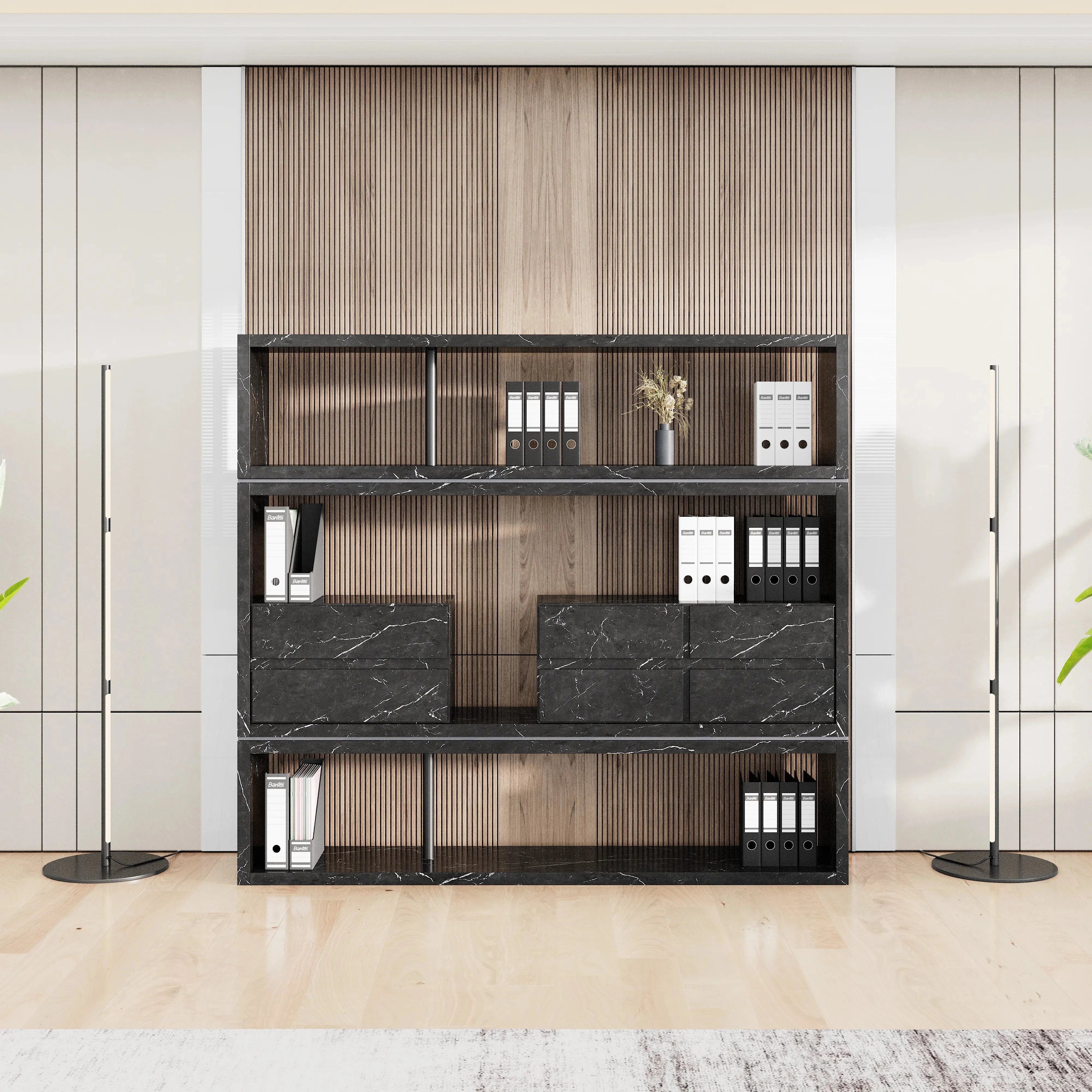 Hennessy · 79″W Open Display Office Shelves