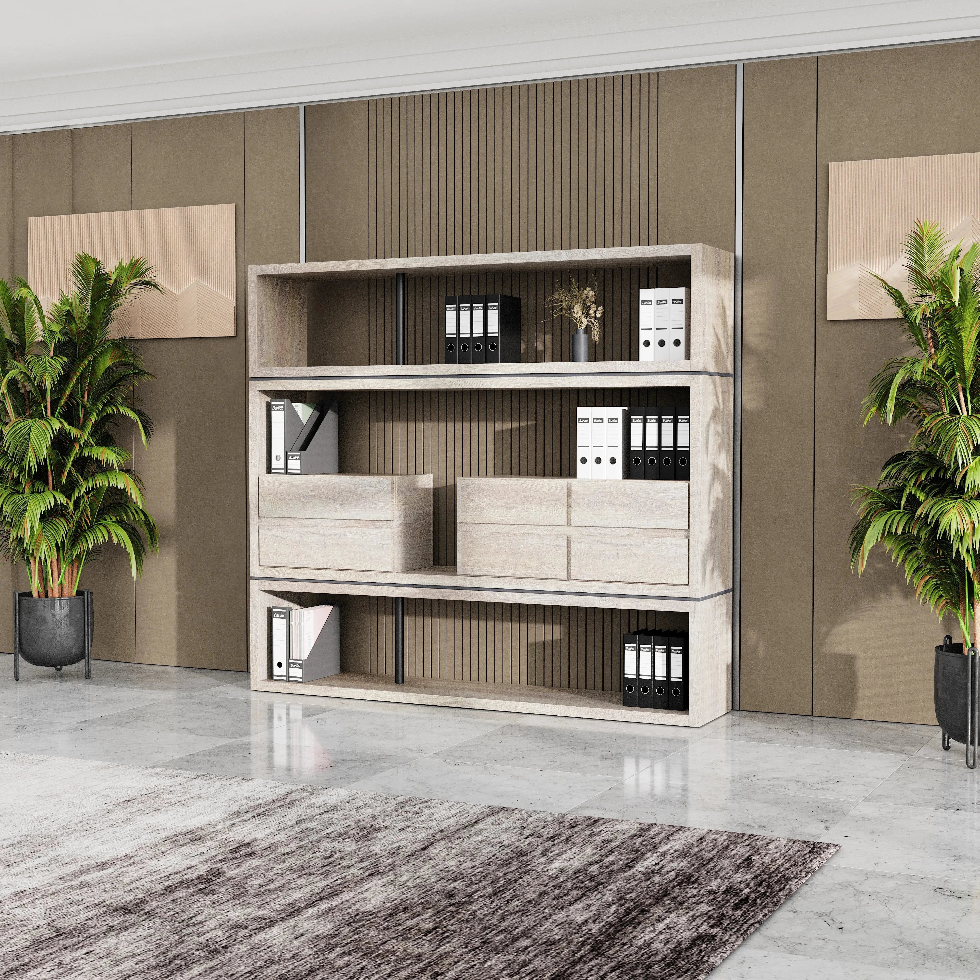 Hennessy · 79″W Open Display Office Shelves