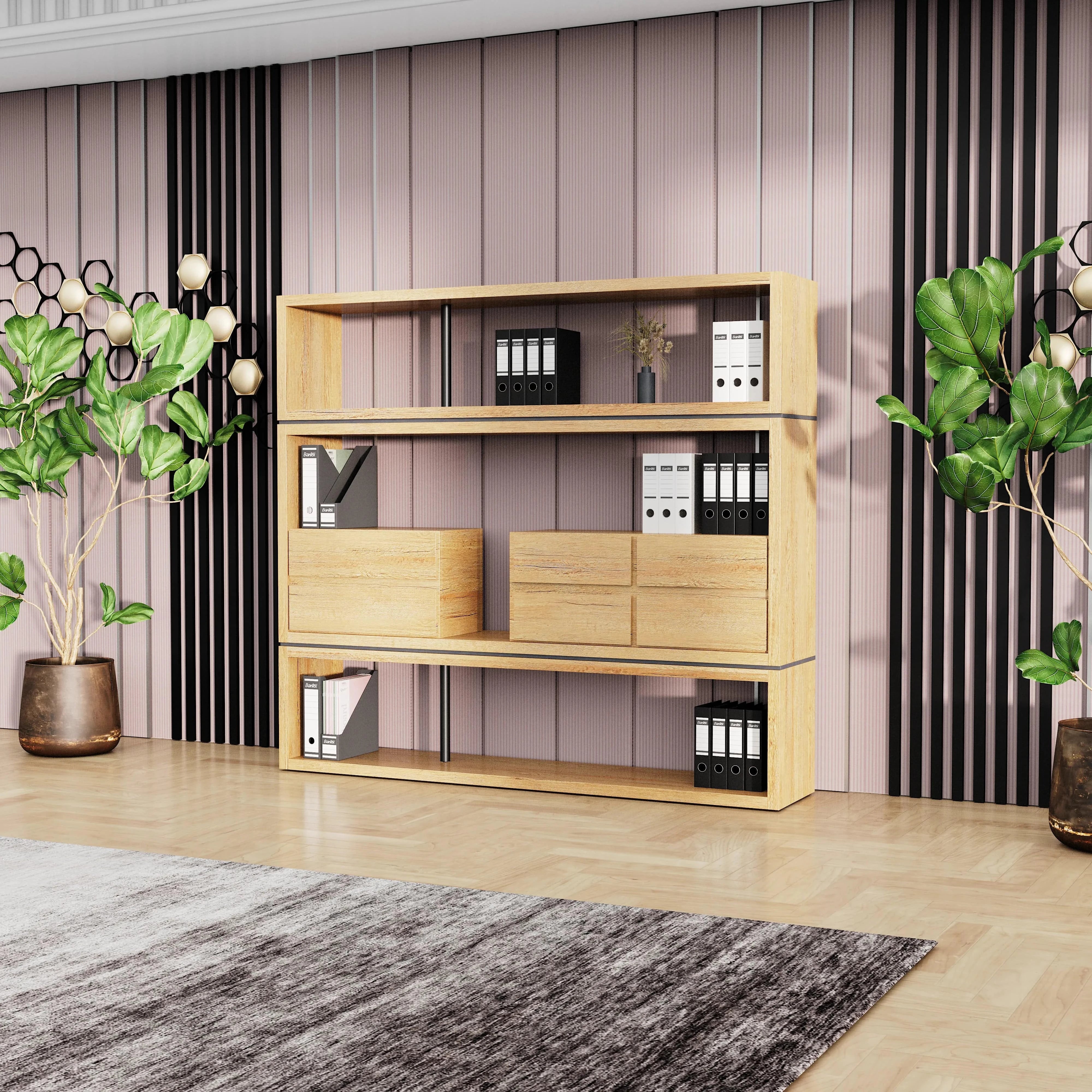 Hennessy · 79″W Open Display Office Shelves