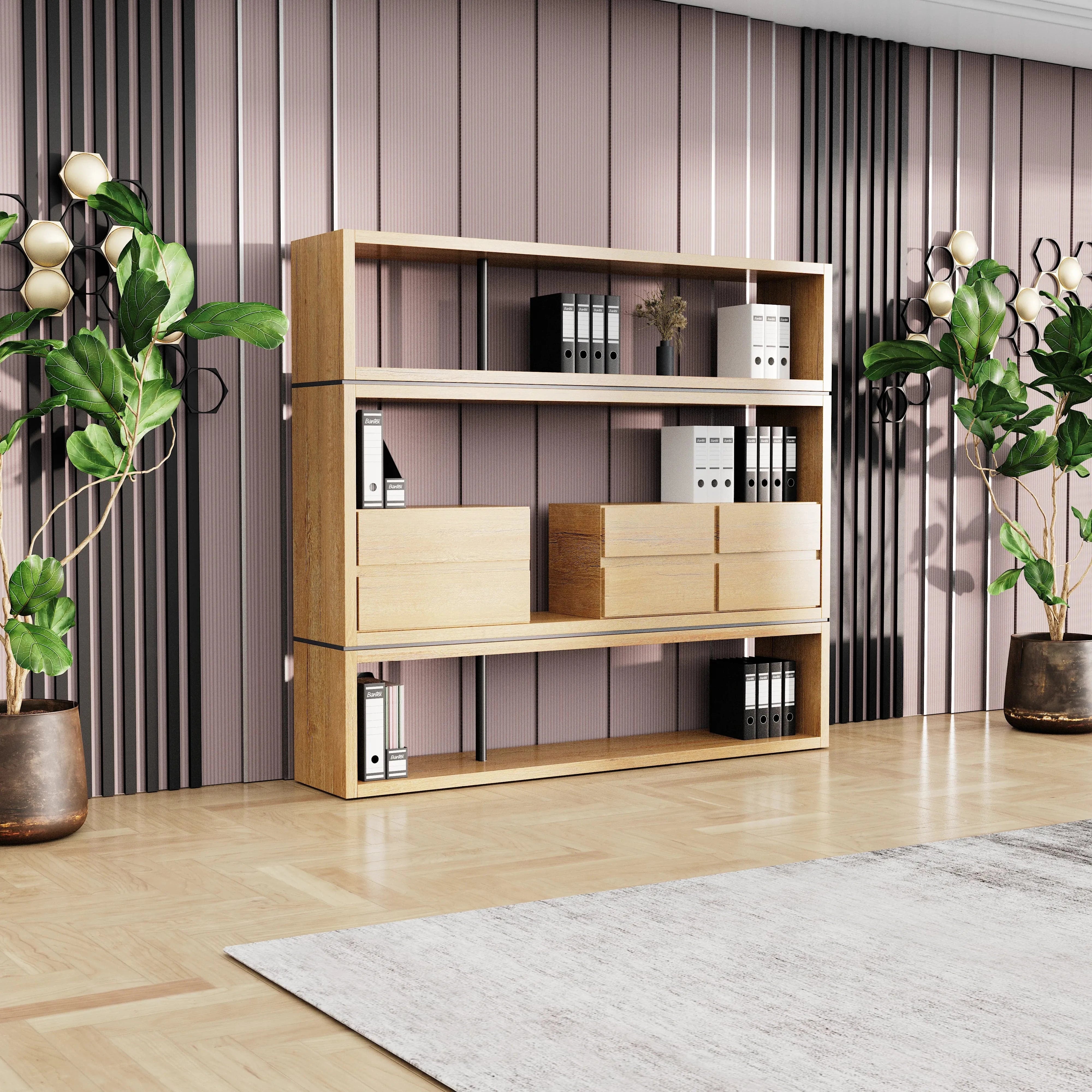 Hennessy · 79″W Open Display Office Shelves