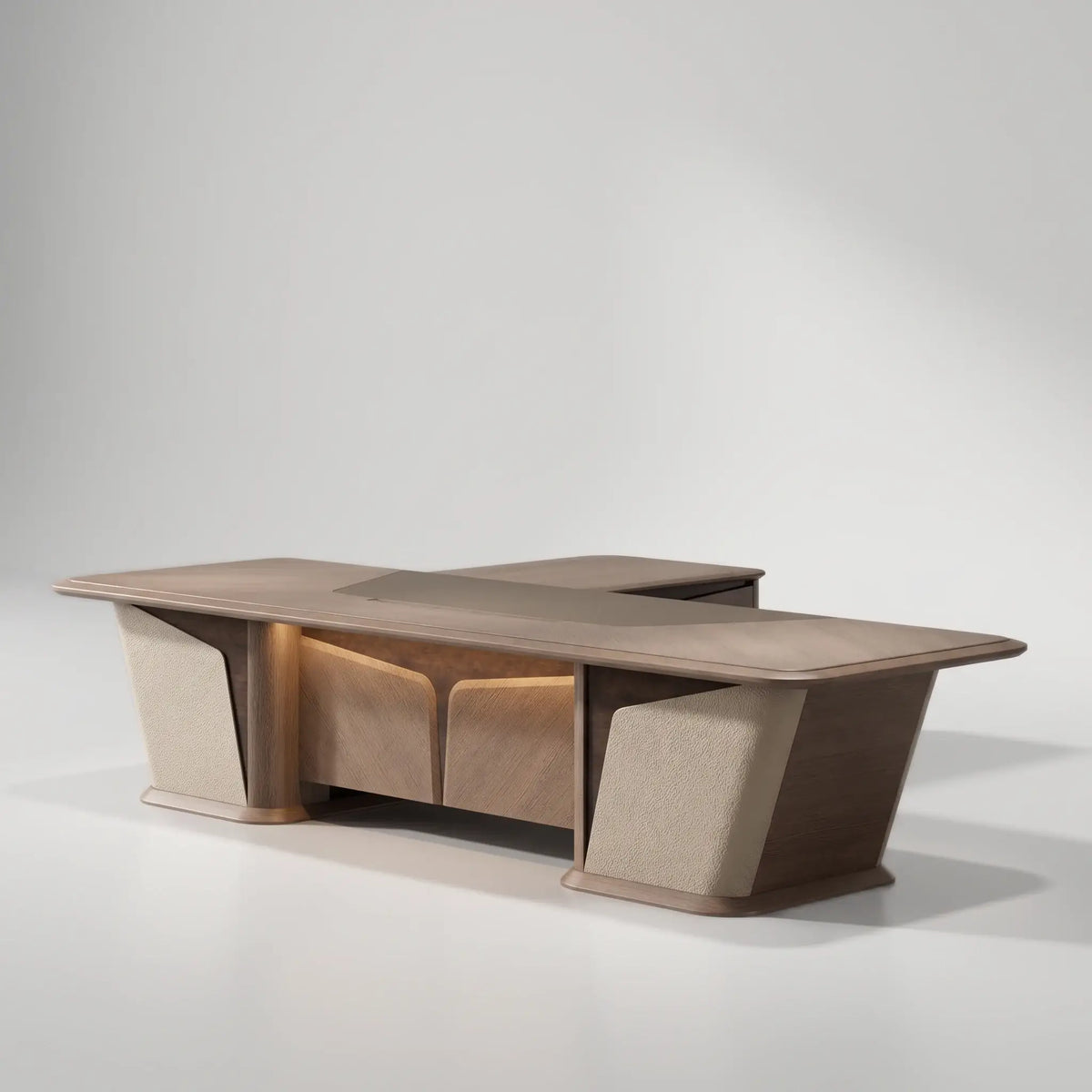 Cognac Executive Desk with Mobile Storage