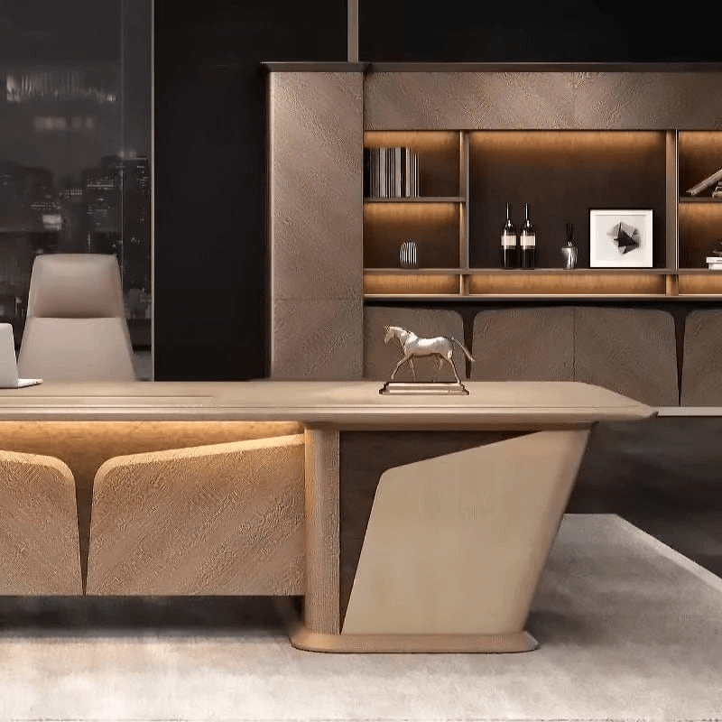 Escritorio ejecutivo rectangular Henry beige de 102 a 138