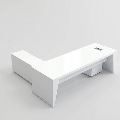 Newton · White Executive Desk w/ Mobile Storage
