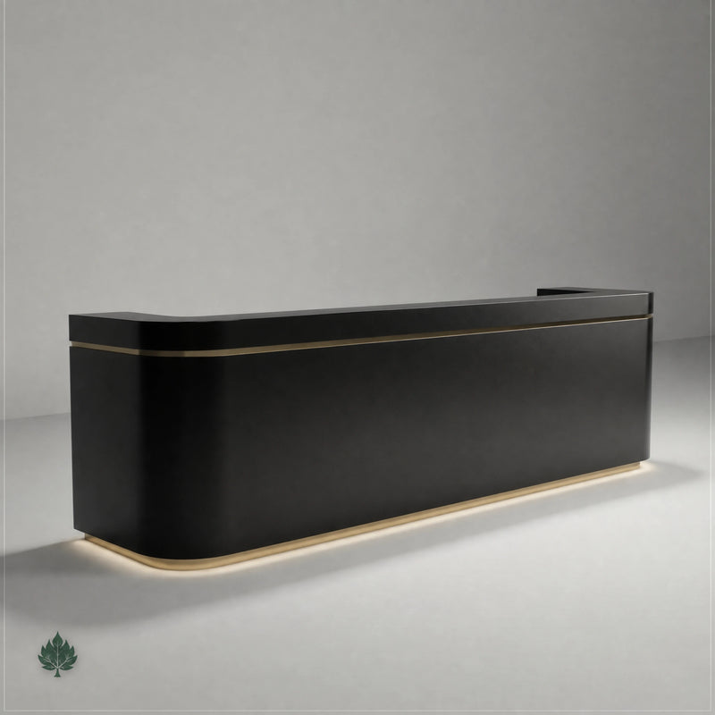 Iselle · Front Reception Desk — Glossy Black