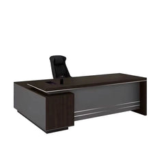 Escritorio ejecutivo en forma de L de 63 a 79" en color gris Jasper | AF Forest Mahogany KN-WN-105