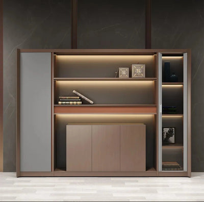 Kaelios · Office Shelves w/ Lighting & Storage
