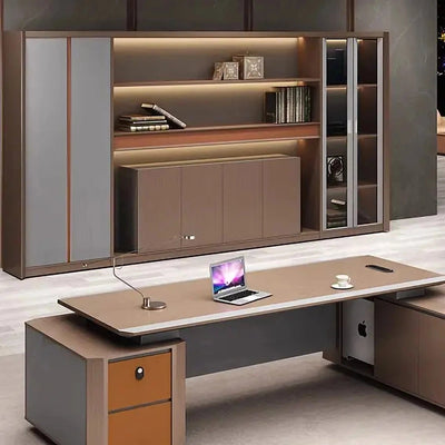 Kaelios · Office Shelves w/ Lighting & Storage