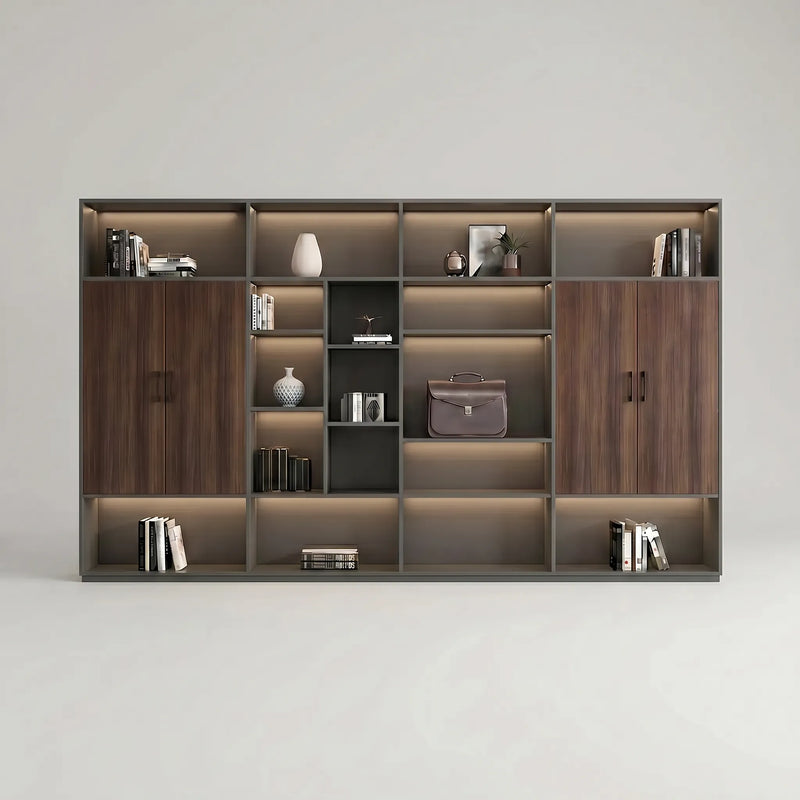 August · Office Shelves w/ Integrated Lighting & Storage
