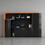 Kepler · Office Shelves w/ Storage & Wardrobe — Glossy Black