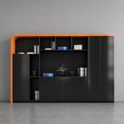 Kepler · Office Shelves w/ Storage & Wardrobe — Glossy Black