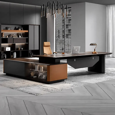 Kitley desk, right return, under cascade pendants in a CEO office