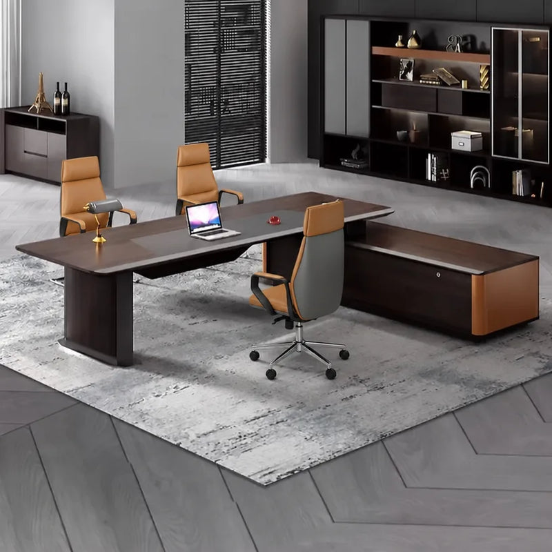 Kitley manager desk with twin lamps on a marbled rug