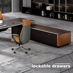 Kitley desk labeled lockable drawers, office scene