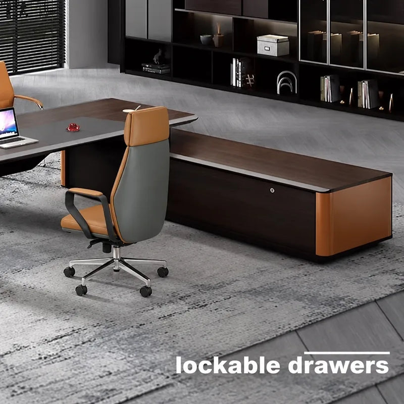 Kitley desk labeled lockable drawers, office scene