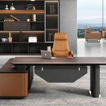 Kitley desk side profile with suspended gray modesty panel