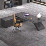Krosno desk from above with lamp and tan chair