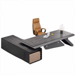 Krosno grand desk floating on white, rear angle