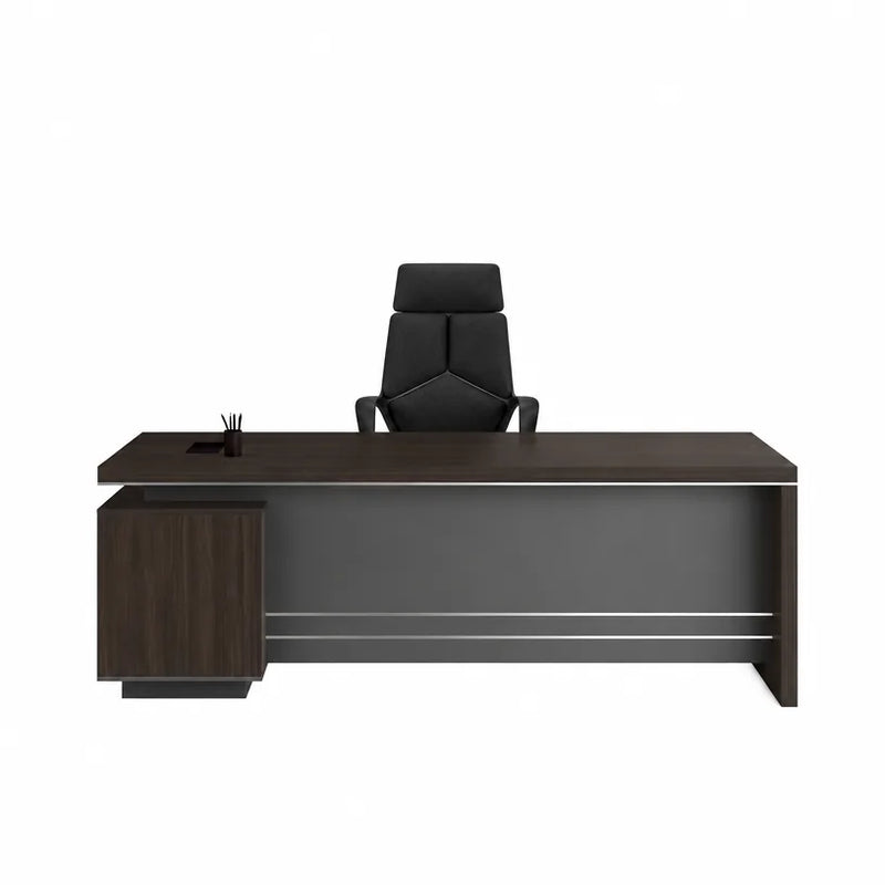 Leeds small desk front-on with silver trim
