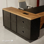 Linton return cabinet with cable ports, side view
