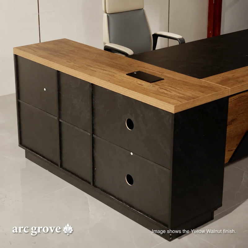 Linton return cabinet with cable ports, side view