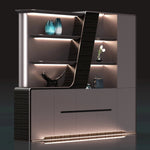 Lucia · Modern Office Shelves w/ Lighting & Storage