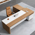 Lynx desk, left return, white inset top from above