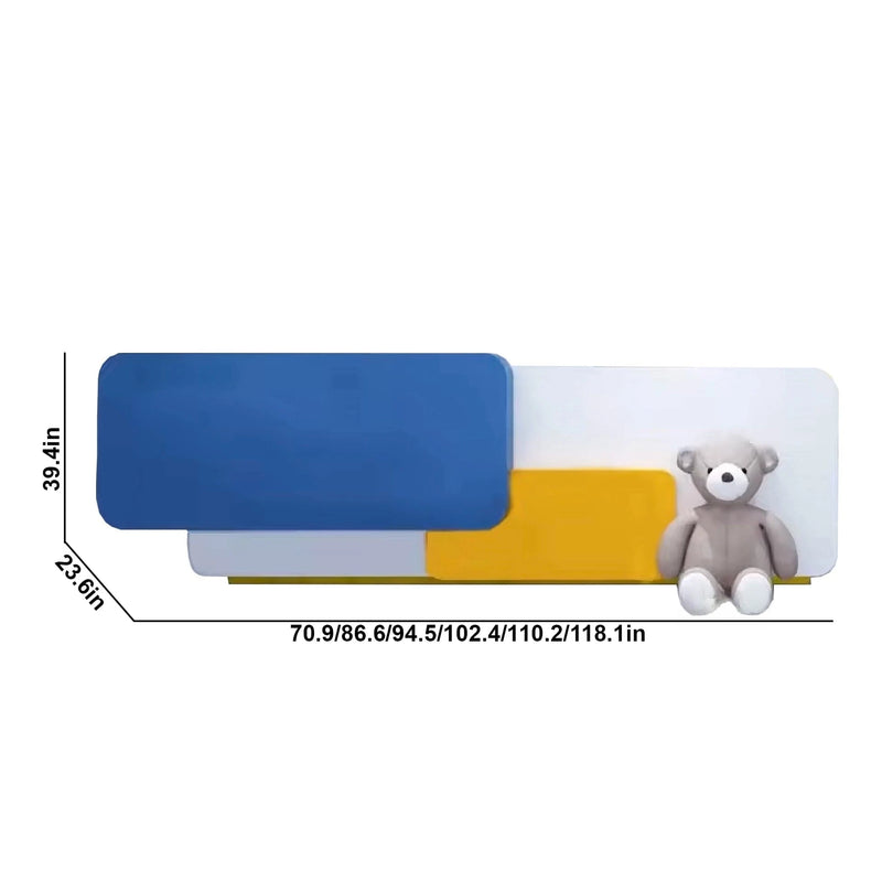 Escritorio de recepción rectangular azul de 71 a 118