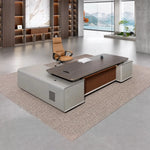Magill desk, right return, in a lakeside CEO office