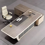Mantell desk from above with white chair and laptop
