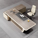 Mantell desk overhead, gray pad and slat screen visible