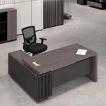 Mercer desk, right return, from above with mesh chair