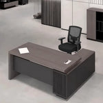 Mercer desk, left return, overhead view with task chair