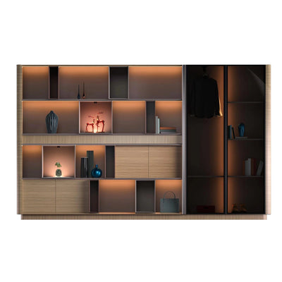 Michelangelo · 150″ Office Shelves w/ Integrated Lighting